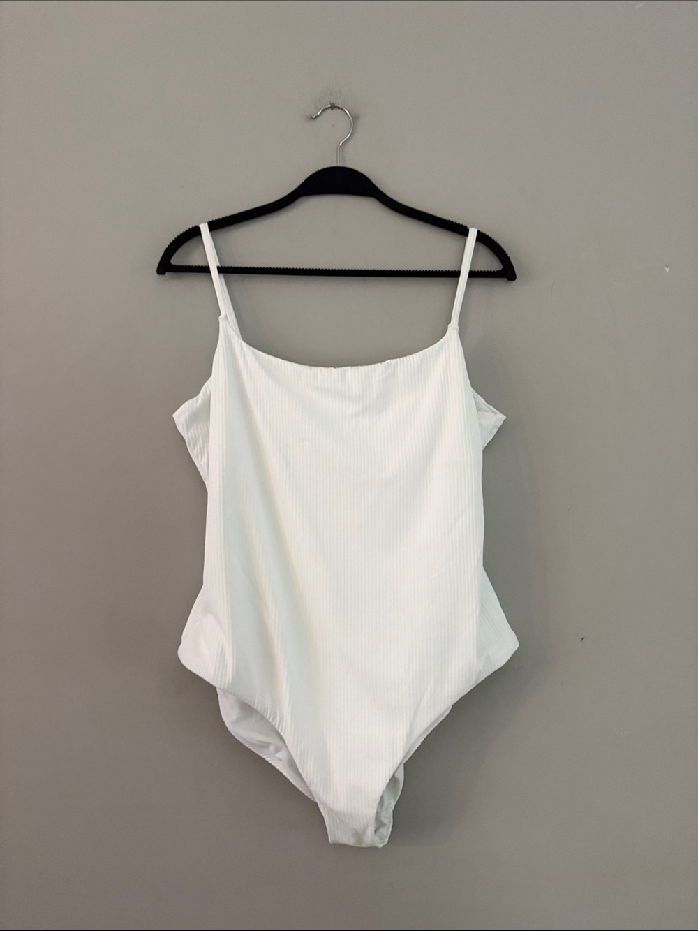 Andie White Ribbed One-Piece Swimsuit with Thin Straps
